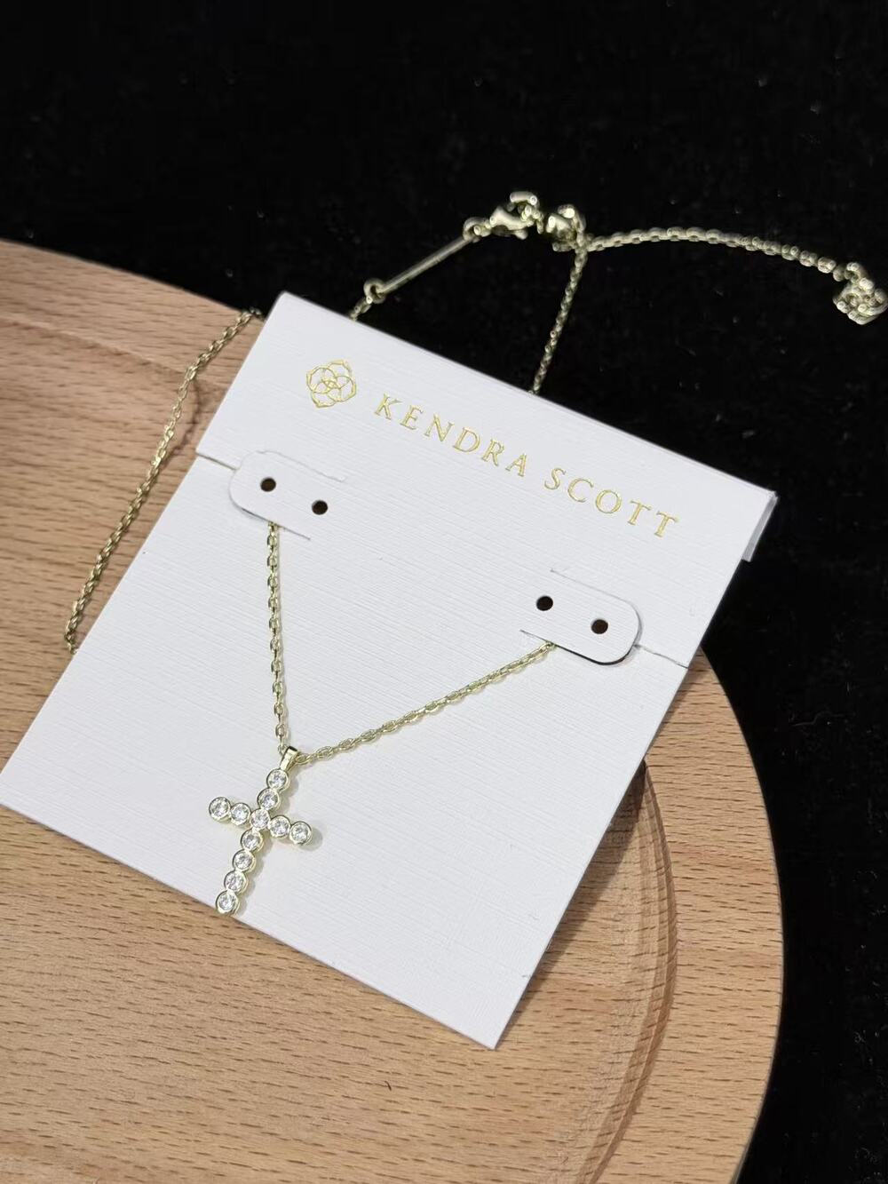 Kendra Scott Crystal Cross Gold Tone Pendant Necklace